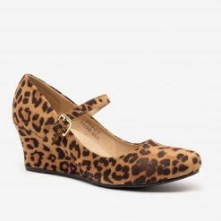 Anna Shoes Leopard Mary Jane Wedges Newest Arrivals