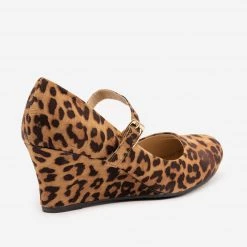 Anna Shoes Leopard Mary Jane Wedges Newest Arrivals