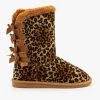 Forever Newest Arrivals Leopard Print Back Bow Comfort Boots