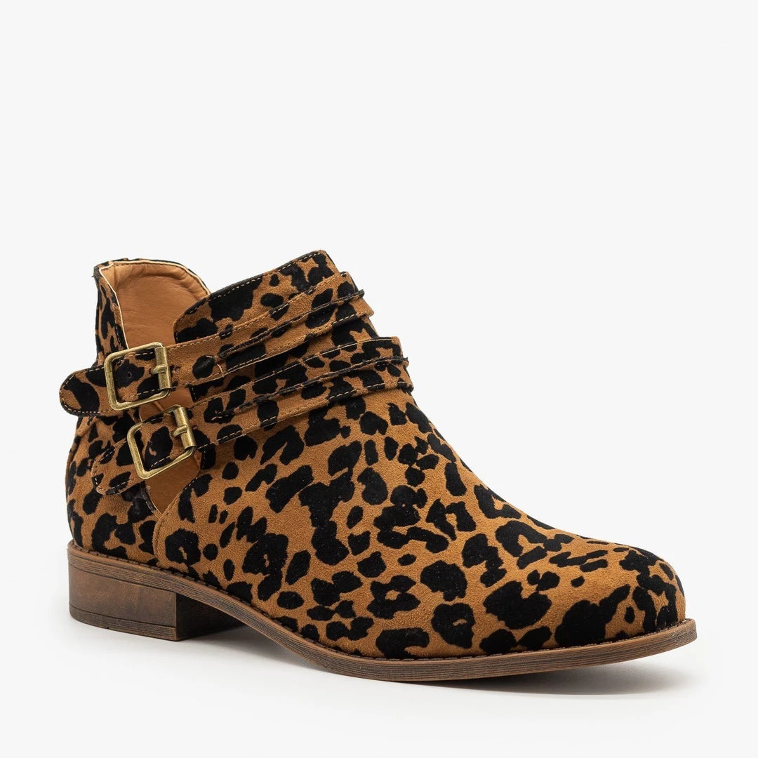 Mata Newest Arrivals Leopard Print Casual Buckled Booties 3 Mata Newest Arrivals Leopard Print Casual Buckled Booties