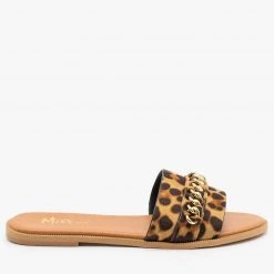 Mixx Shoes Leopard Print Chained Sandals