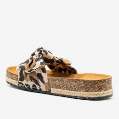 Qupid Shoes Newest Arrivals Leopard Print Cork Espadrille Slides