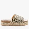 Qupid Shoes Leopard Print Cork Espadrille Slides Newest Arrivals