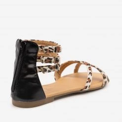 Anna Shoes Newest Arrivals Leopard Print Cuffed Ankle Sandals