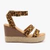 Bella Marie Leopard Print Espadrille Stacked Wedges Newest Arrivals