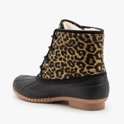 Refresh Leopard Print Lace Up Duck Boots Newest Arrivals