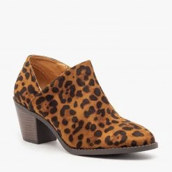 Mata Leopard Print Low Ankle Booties