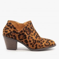 Mata Leopard Print Low Ankle Booties