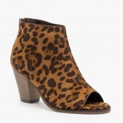 Mata Newest Arrivals Leopard Print Open Toe Booties