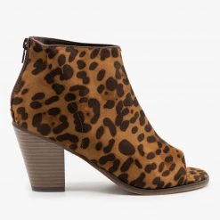 Mata Newest Arrivals Leopard Print Open Toe Booties