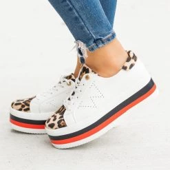 Weeboo Leopard Print Platform Fashion Sneakers