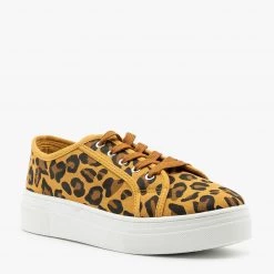 La Sheelah Shoes Leopard Print Platform Sneakers