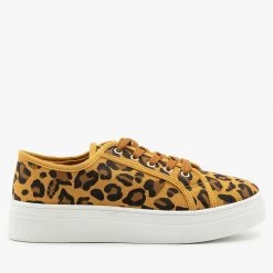 La Sheelah Shoes Leopard Print Platform Sneakers