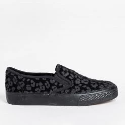 Bucco Newest Arrivals Leopard Print Pony Hair Slip-On Sneakers