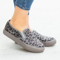 Bucco Newest Arrivals Leopard Print Pony Hair Slip-On Sneakers
