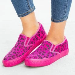 Bucco Newest Arrivals Leopard Print Pony Hair Slip-On Sneakers