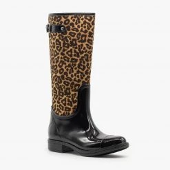 Qupid Shoes Leopard Print Rain Boots