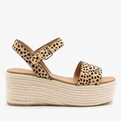 Qupid Shoes Leopard Print Slingback Platform Sandals