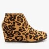 Lovmark Newest Arrivals Leopard Print Wedge Lace Up Booties