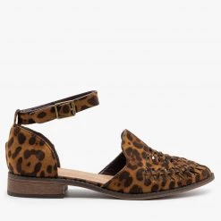 Mata Newest Arrivals Leopard Print Woven Toe D'Orsay Flats