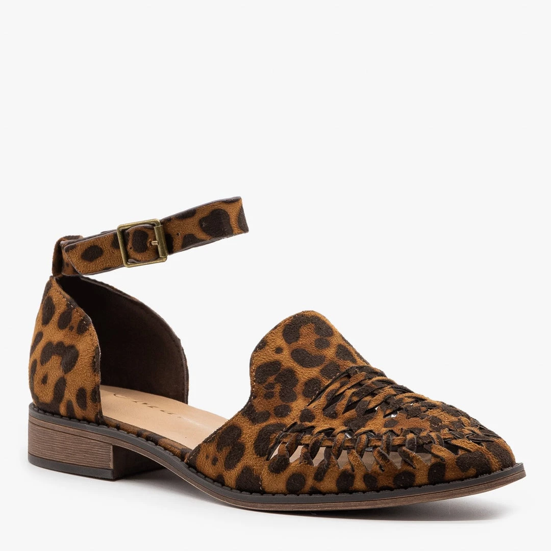 Mata Newest Arrivals Leopard Print Woven Toe D'Orsay Flats 2 Mata Newest Arrivals Leopard Print Woven Toe D'Orsay Flats