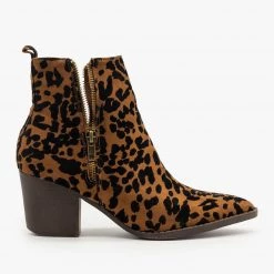 Mata Leopard Side Zippered Booties
