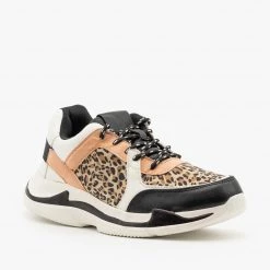 Qupid Shoes Newest Arrivals Leopard Sporty Fashion Sneakers