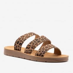 Mata Leopard Triple Strap Elastic Sandals Newest Arrivals