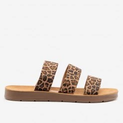 Mata Leopard Triple Strap Elastic Sandals Newest Arrivals