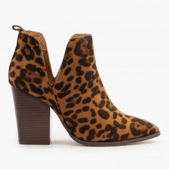 Mata Leopard V-Cut Pointed Toe Booties Newest Arrivals