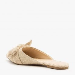 Bamboo Shoes Newest Arrivals Linen Weave Bow Mules