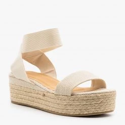 Bamboo Shoes Linen Weave Espadrille Platform Sandals