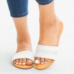 Soda Shoes Lovely Basketweave Slides Newest Arrivals