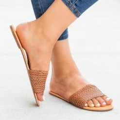 Soda Shoes Lovely Basketweave Slides Newest Arrivals