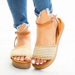 Bamboo Shoes Lovely Basketweave Stacked Flatform Sandals