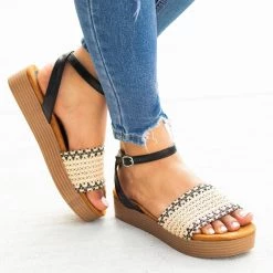 Bamboo Shoes Lovely Basketweave Stacked Flatform Sandals