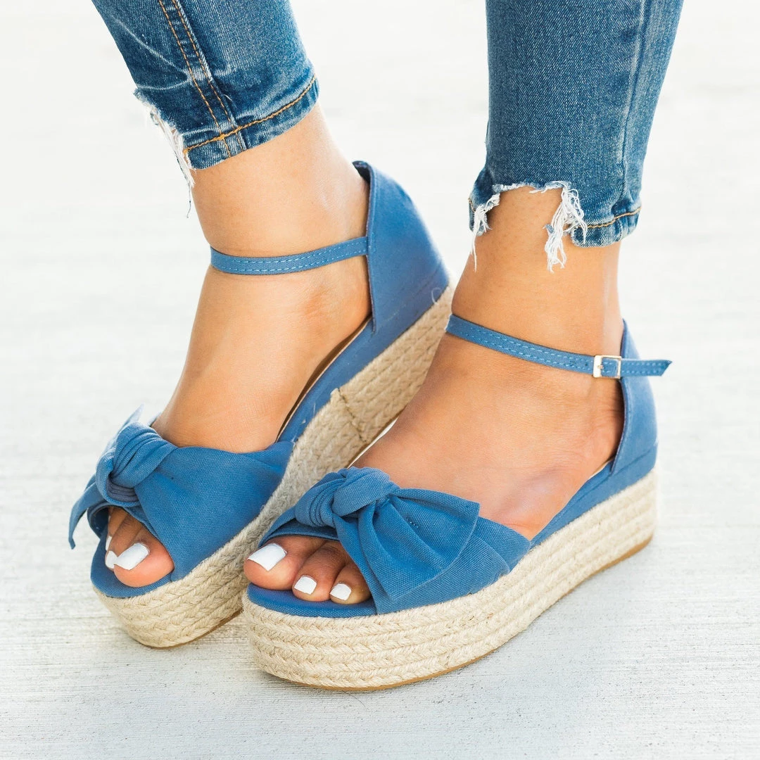 Bamboo Shoes Lovely Bow Tie Espadrille Flatform Sandals 6 Bamboo Shoes Lovely Bow Tie Espadrille Flatform Sandals