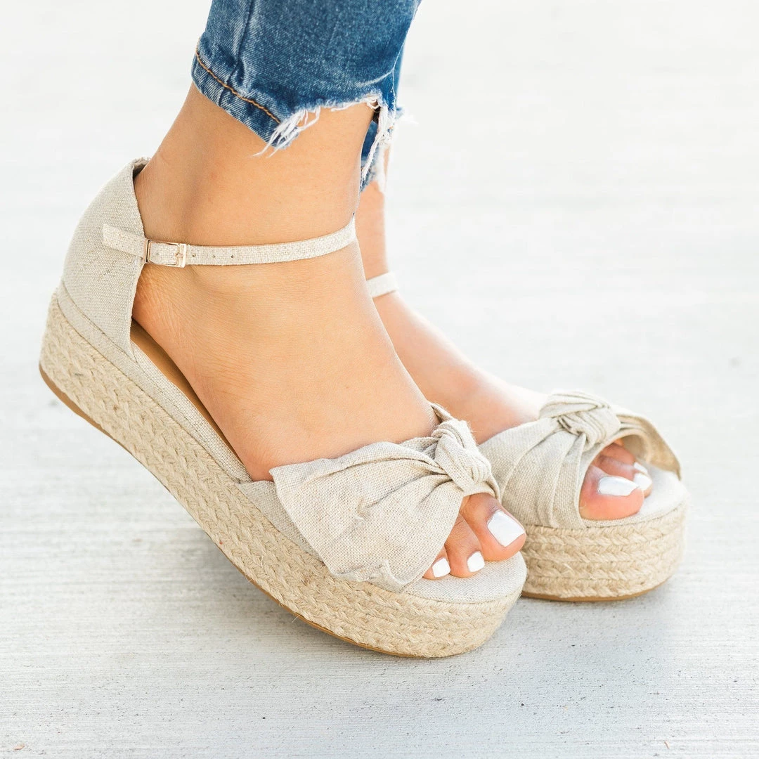 Bamboo Shoes Lovely Bow Tie Espadrille Flatform Sandals 7 Bamboo Shoes Lovely Bow Tie Espadrille Flatform Sandals