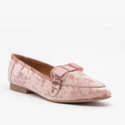 Qupid Shoes Lovely Bow Tie Velvet Loafers
