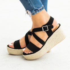 Soda Shoes Lovely Criss Cross Espadrille Wedges