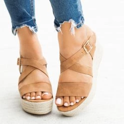 Soda Shoes Lovely Criss Cross Espadrille Wedges