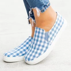 AMS Shoes Newest Arrivals Lovely Gingham Slip-On Sneakers