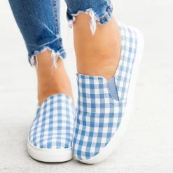 AMS Shoes Newest Arrivals Lovely Gingham Slip-On Sneakers