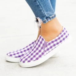 AMS Shoes Newest Arrivals Lovely Gingham Slip-On Sneakers