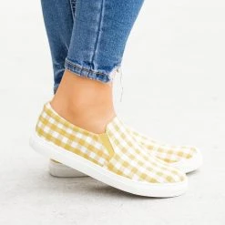 AMS Shoes Newest Arrivals Lovely Gingham Slip-On Sneakers