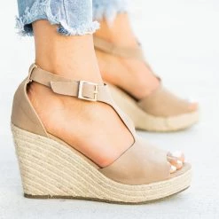 Refresh Lovely T-Strap Espadrille Wedges