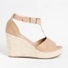 Refresh Lovely T-Strap Espadrille Wedges