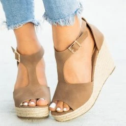 Refresh Lovely T-Strap Espadrille Wedges