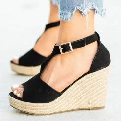 Refresh Lovely T-Strap Espadrille Wedges