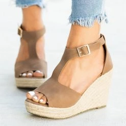 Refresh Lovely T-Strap Espadrille Wedges